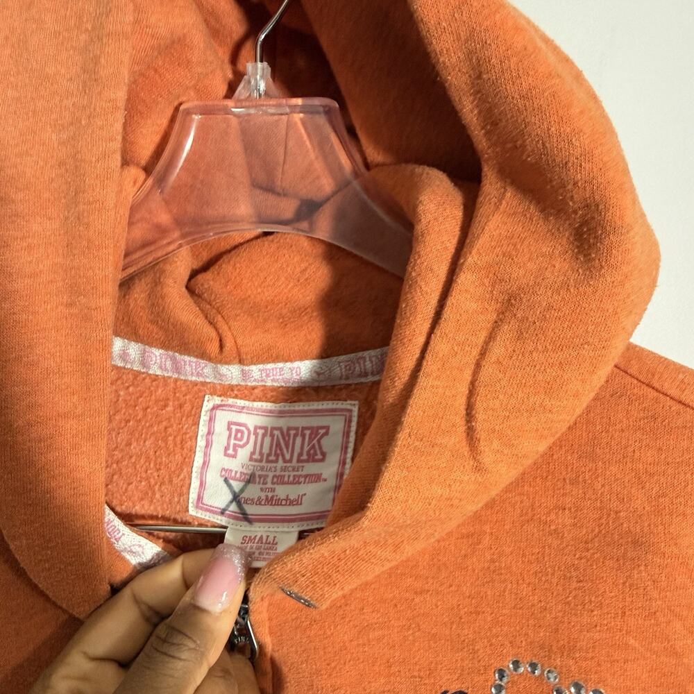 Victorias Secret Pink University of Illinois Go Illini Full Zip Hoodie Orange - Picture 4 of 5
